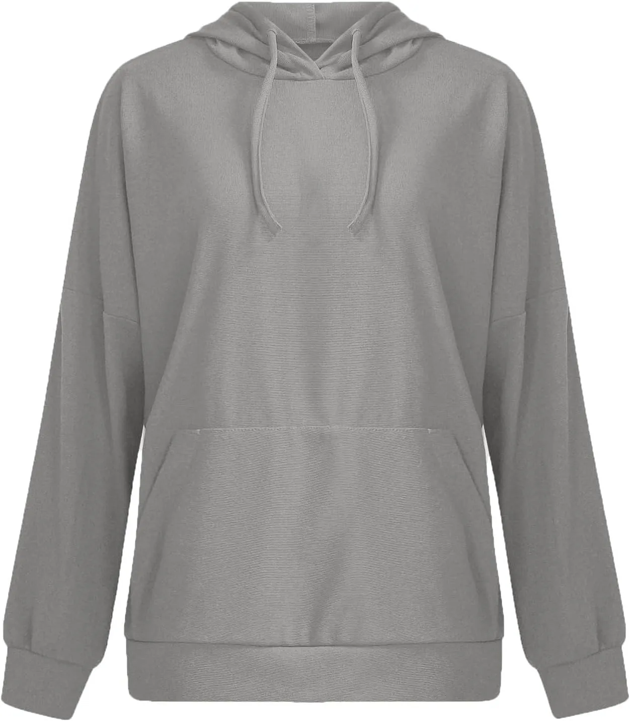 Womens Hoodies Long Sleeve Solid Drawstring Split Side Ribbed Knit Fall Oversized Sweatshirt for Women with Pocket