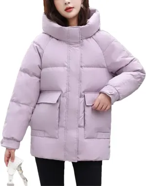 Women's Jacket Winter Cotton-Padded Warm Coat Fashion Pocket Hooded Parka South Korea Loose Coat