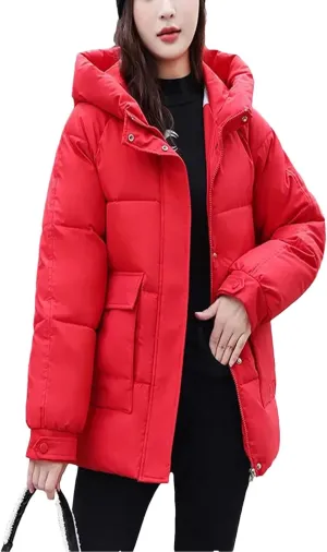 Women's Jacket Winter Cotton-Padded Warm Coat Fashion Pocket Hooded Parka South Korea Loose Coat