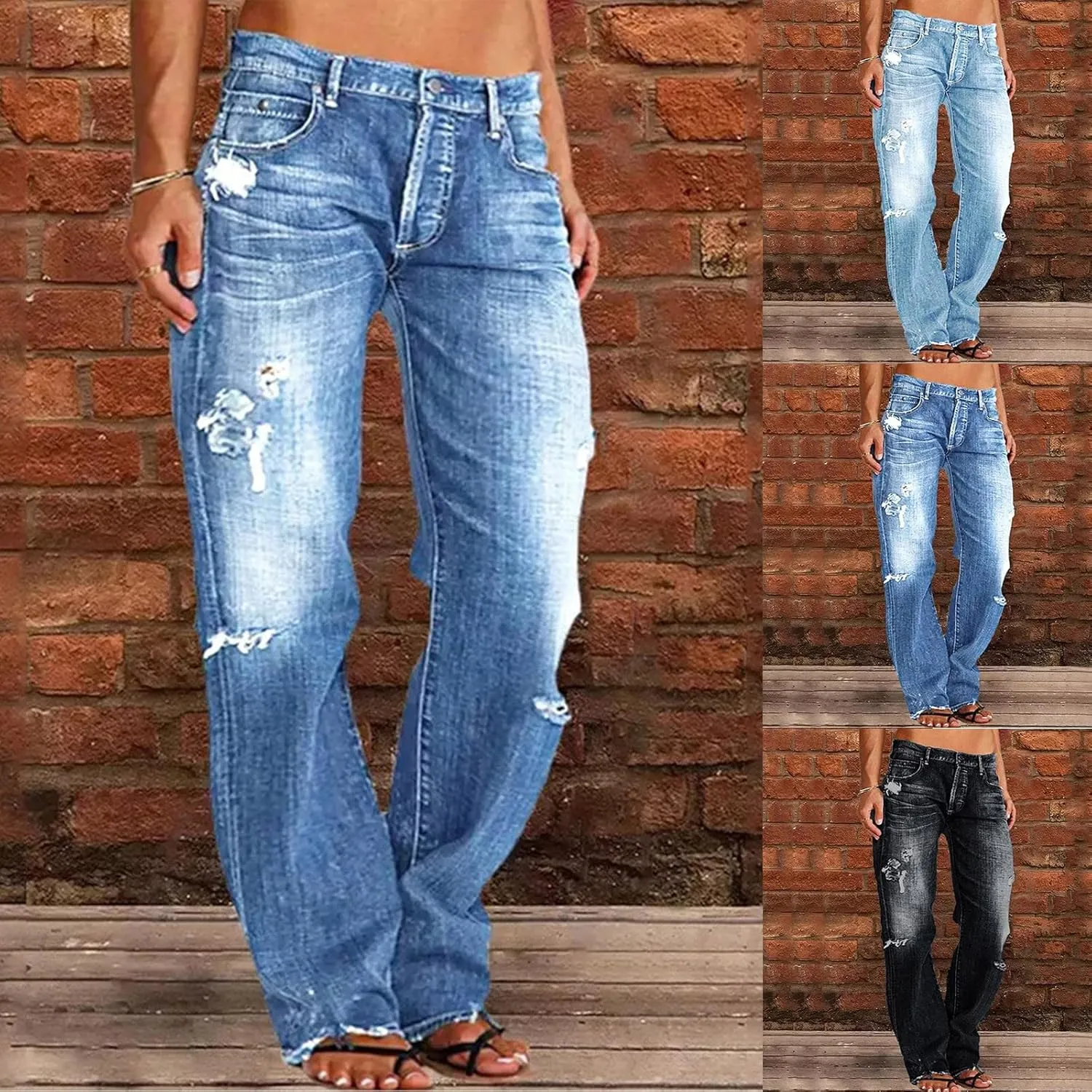 Womens Jeans Up Pants Jeans Mid Womens Poket Lace Denim Casual Women's Jeans Plus Size Skinny Jeans for Women Jeans
