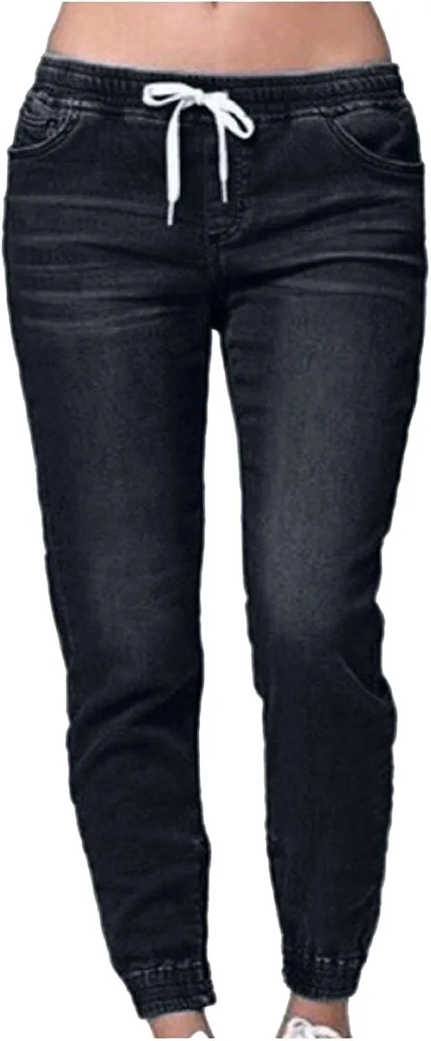 Womens Jeans Up Pants Jeans Mid Womens Poket Lace Denim Casual Women's Jeans Plus Size Skinny Jeans for Women Jeans