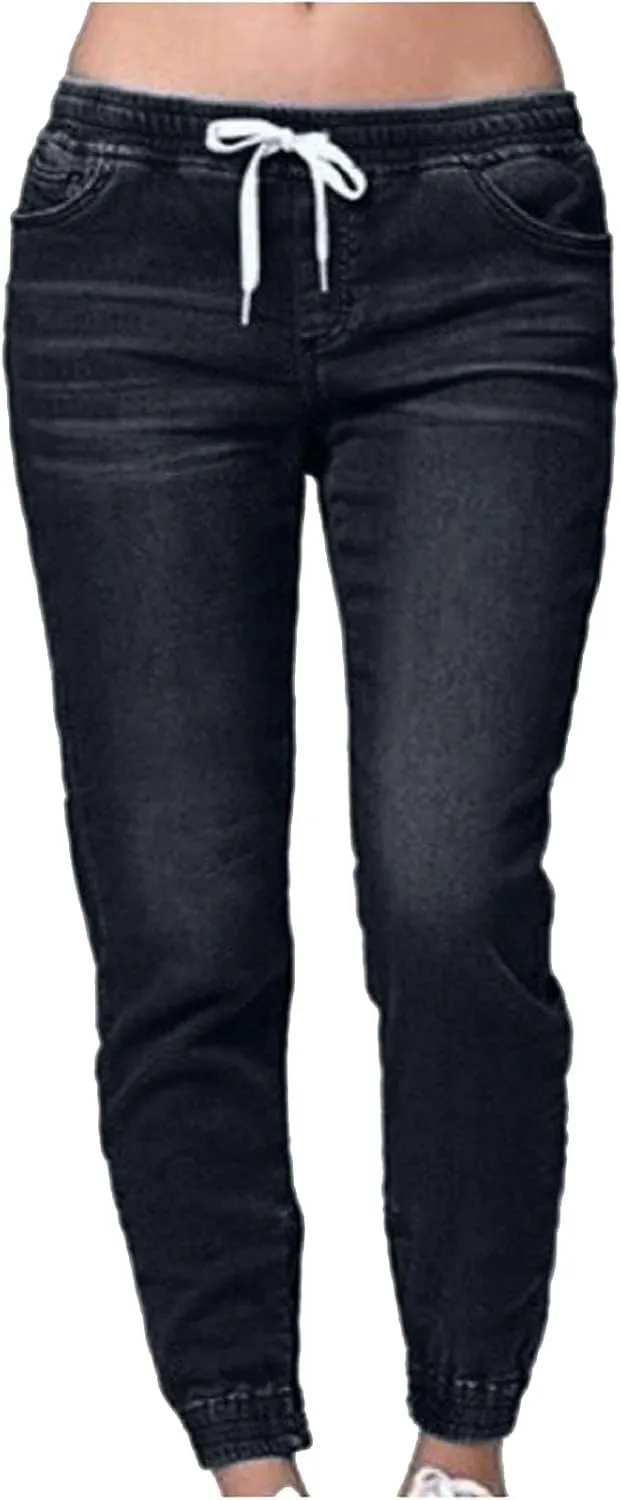 Womens Jeans Up Pants Jeans Mid Womens Poket Lace Denim Casual Women's Jeans Plus Size Skinny Jeans for Women Jeans
