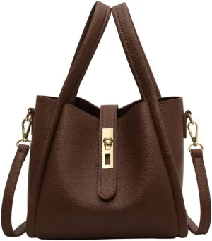 Women's Leather Tote Handbag with Zipper Closure, Shoulder Backpack Stylish Vintage Bucket Bag Crossbody Bag