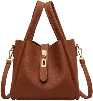 Women's Leather Tote Handbag with Zipper Closure, Shoulder Backpack Stylish Vintage Bucket Bag Crossbody Bag