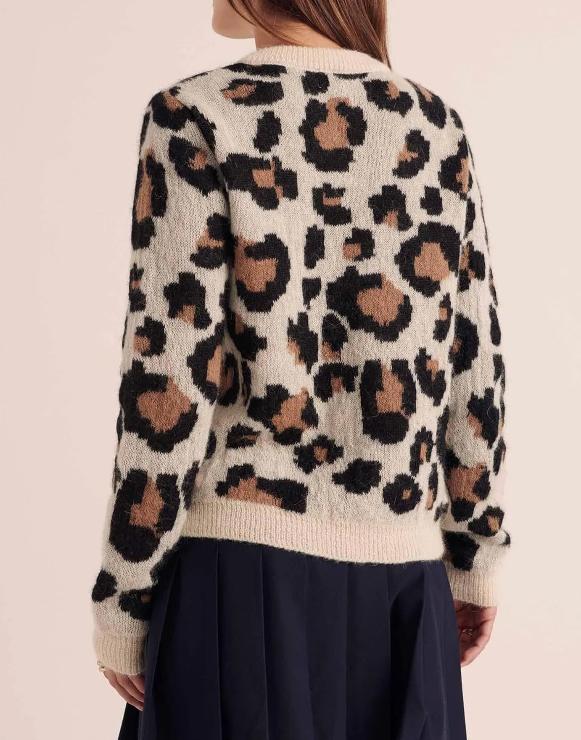 Women's Leopard Print Cardigans Open Front Button Down Long Sleeve Cheetah Print Knit Tops