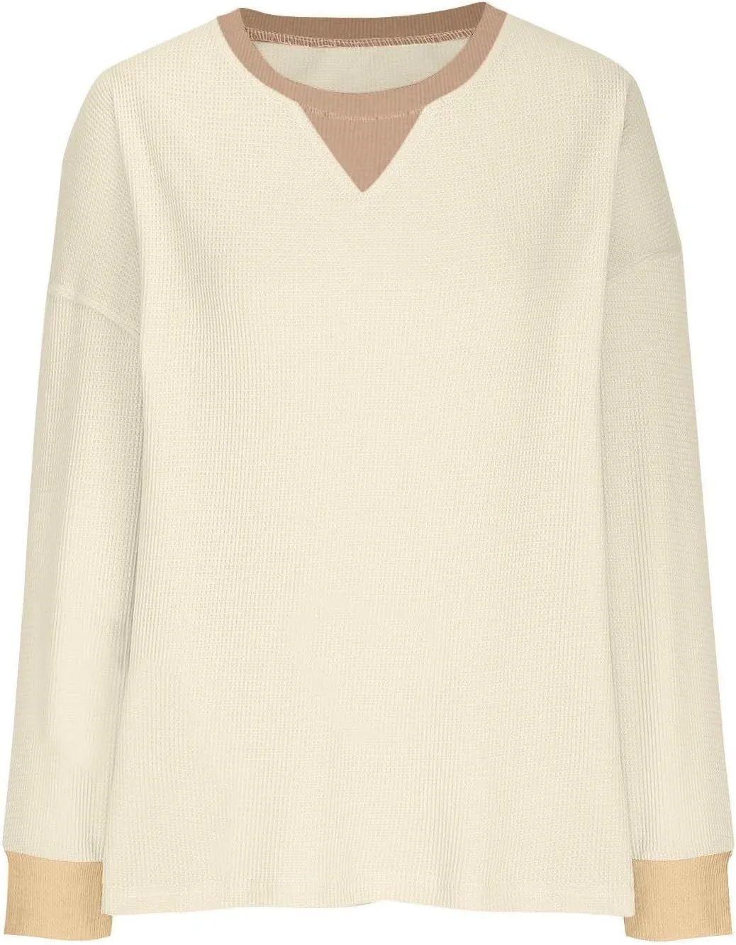 Womens Long Sleeve Crewneck Sweatshirt Trendy 2024 Casual Waffle Knit Pullover Tops Oversized Fall Sweatshirts