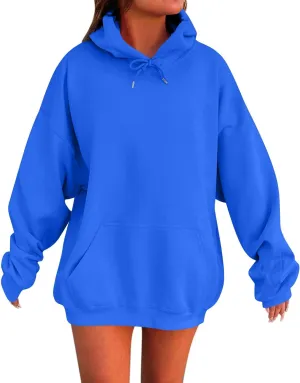 Women's Long Sleeve Oversized Hoodies Fall Drop Shoulder Casual Loose Pullover Padded Hooded Sweatshirt with Pockets