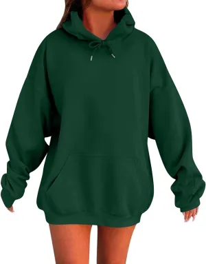 Women's Long Sleeve Oversized Hoodies Fall Drop Shoulder Casual Loose Pullover Padded Hooded Sweatshirt with Pockets