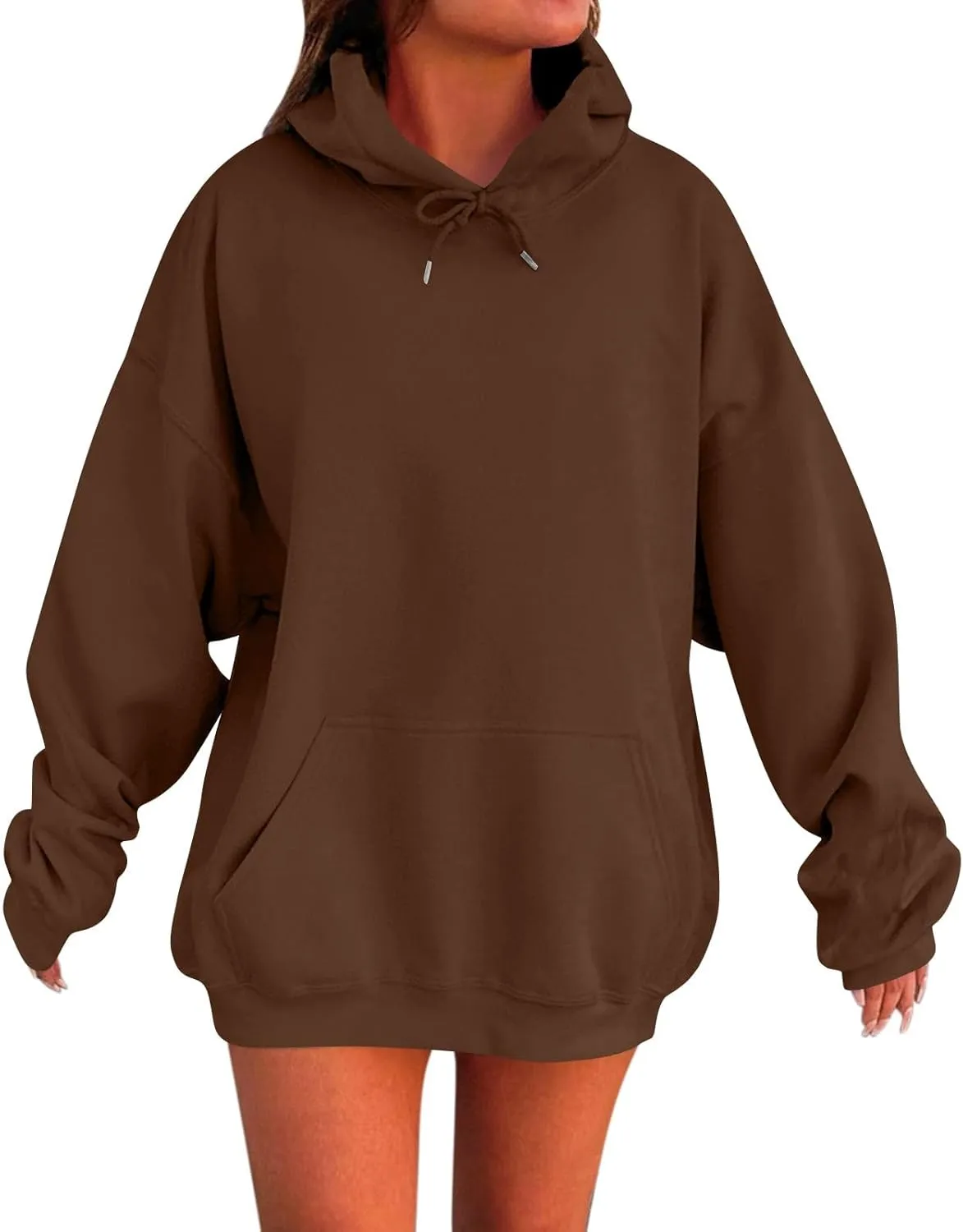 Women's Long Sleeve Oversized Hoodies Fall Drop Shoulder Casual Loose Pullover Padded Hooded Sweatshirt with Pockets