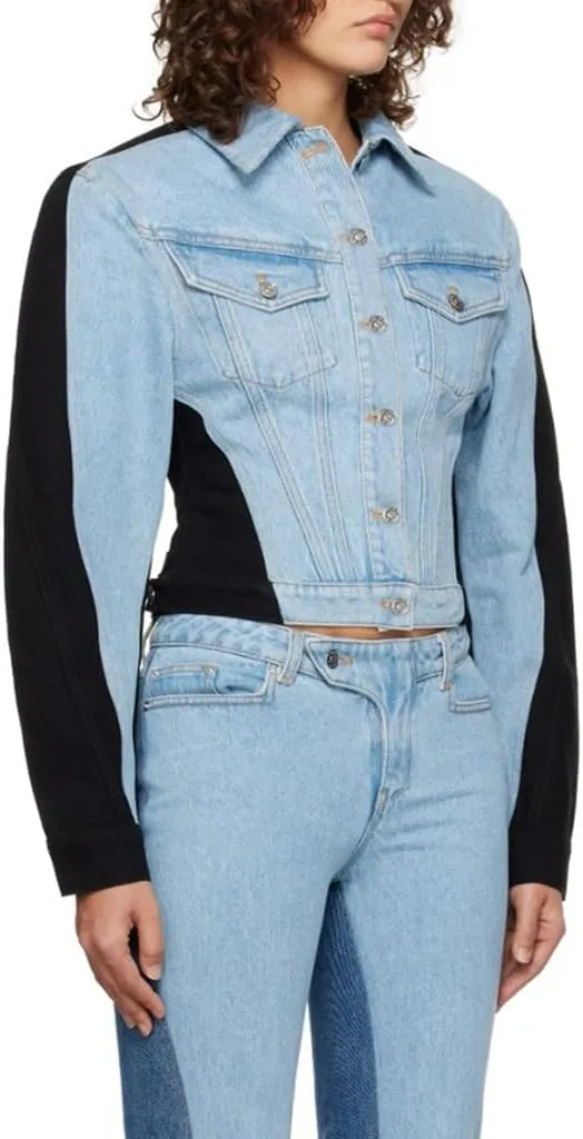 Womens Oversized Denim Jacket 2024 Deconstruction Design Long Sleeve Lapel Oversized Jean Jacket for Women Trendy