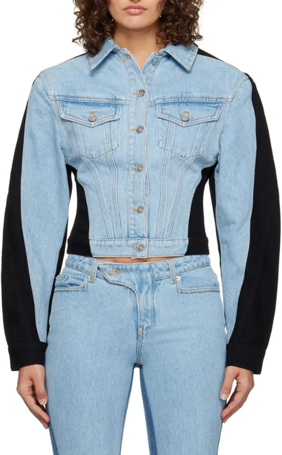 Womens Oversized Denim Jacket 2024 Deconstruction Design Long Sleeve Lapel Oversized Jean Jacket for Women Trendy