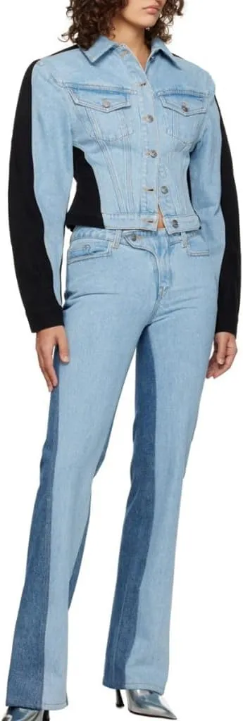 Womens Oversized Denim Jacket 2024 Deconstruction Design Long Sleeve Lapel Oversized Jean Jacket for Women Trendy