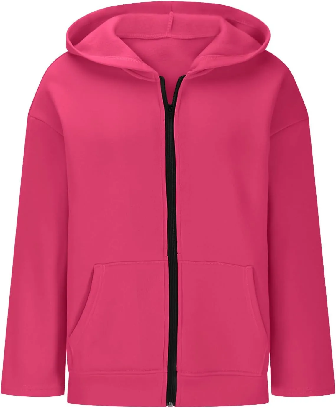 Women's Oversized Hoodies for Women Zip Up Long Sleeve Sweatshirt Casual Plain Hooded Jackets Cute Coat with Pockets