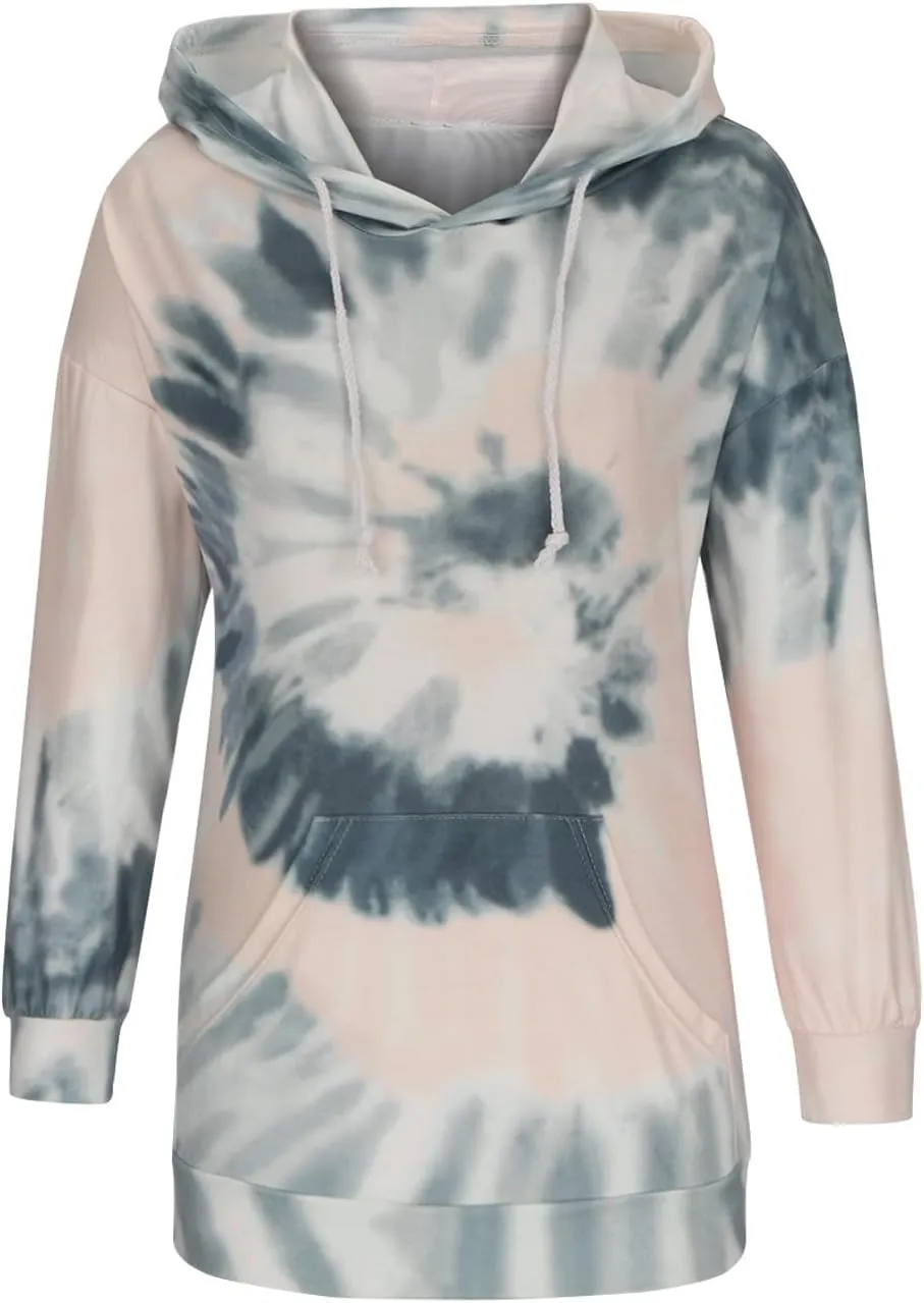 Womens Oversized Hoodies Plus Size Tie Dye Long Sleeve Hooded Pullover Tops Dressy Casual Fall y2k Hoodie Sweatshirt