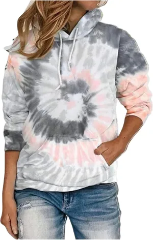 Womens Oversized Hoodies Plus Size Tie Dye Long Sleeve Hooded Pullover Tops Dressy Casual Fall y2k Hoodie Sweatshirt