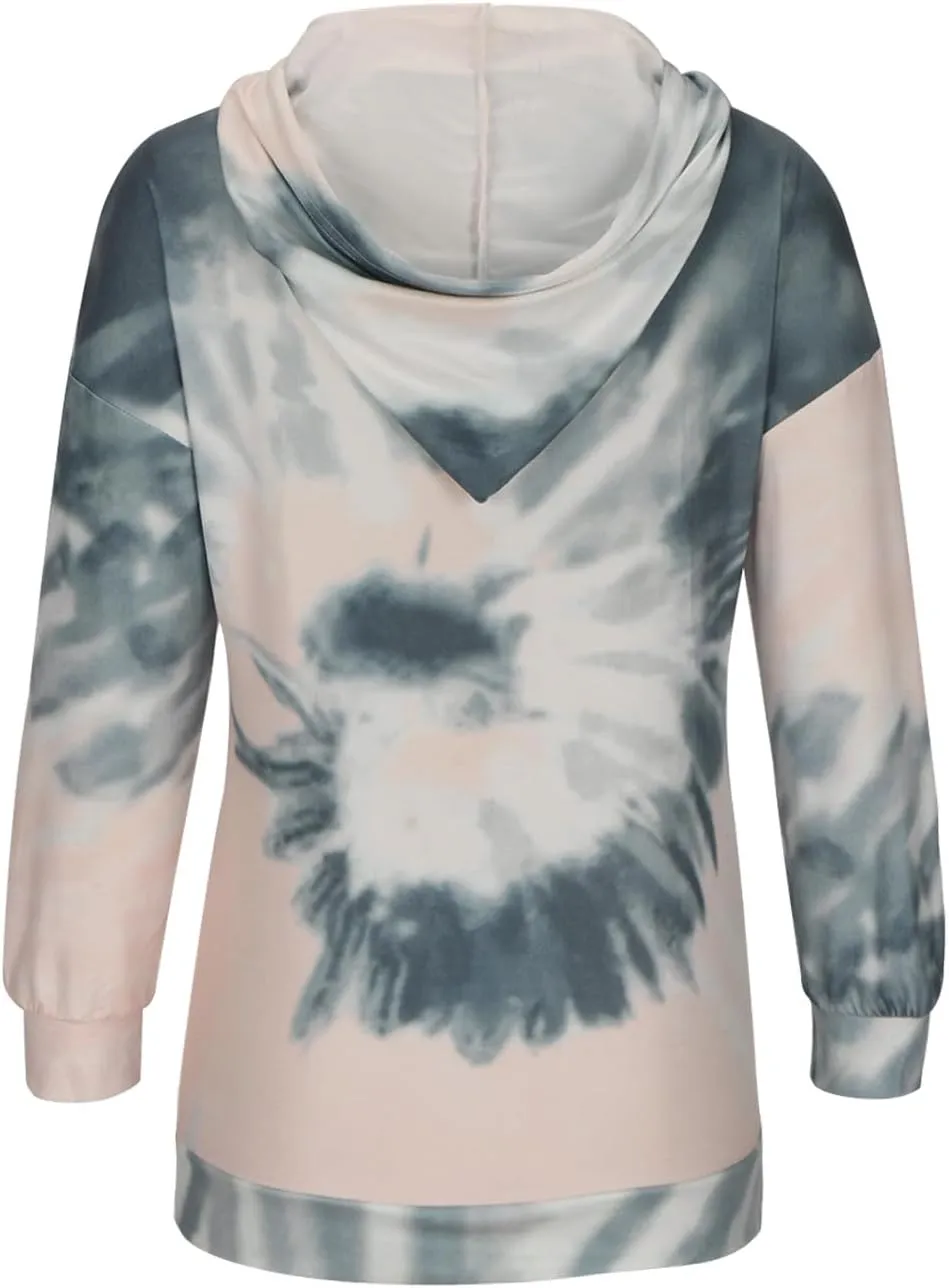 Womens Oversized Hoodies Plus Size Tie Dye Long Sleeve Hooded Pullover Tops Dressy Casual Fall y2k Hoodie Sweatshirt