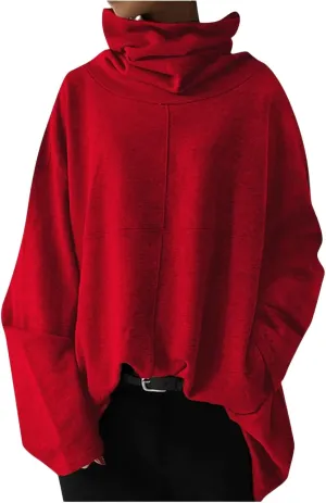 Women's Oversized Sweatshirts 2024 Cowl Neck Casual Loose Fit Hoodies Fall Trendy Pullover Long Sleeve Tunic Top