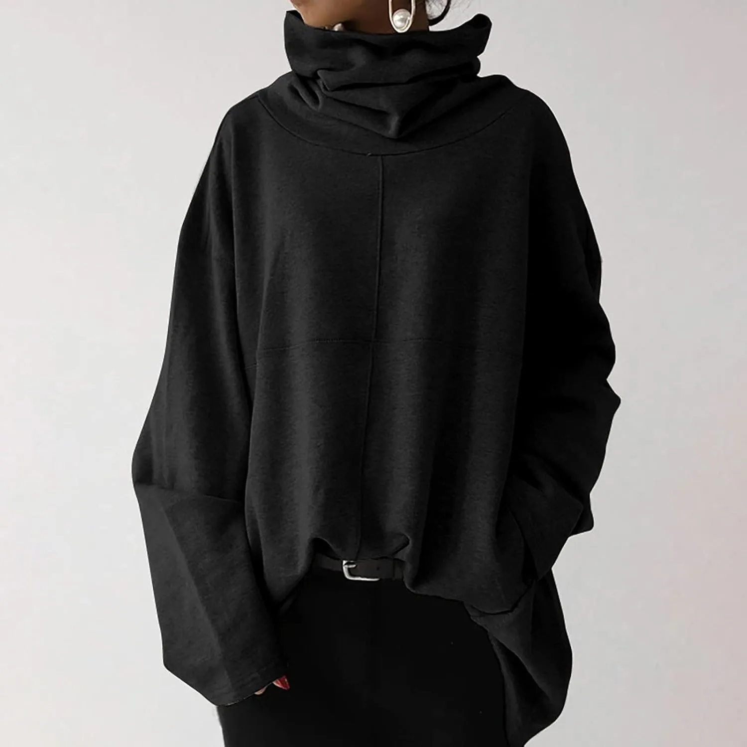 Women's Oversized Sweatshirts 2024 Cowl Neck Casual Loose Fit Hoodies Fall Trendy Pullover Long Sleeve Tunic Top