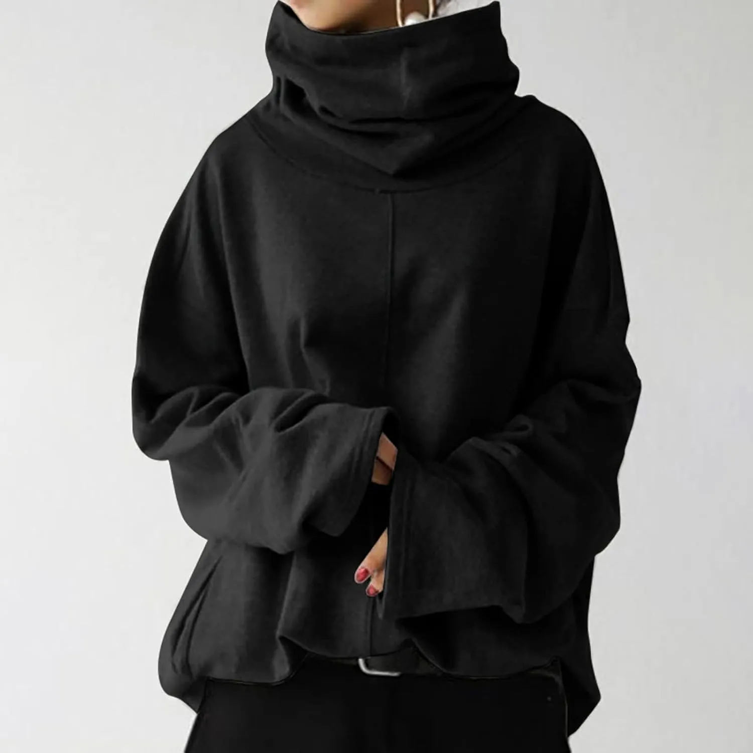 Women's Oversized Sweatshirts 2024 Cowl Neck Casual Loose Fit Hoodies Fall Trendy Pullover Long Sleeve Tunic Top