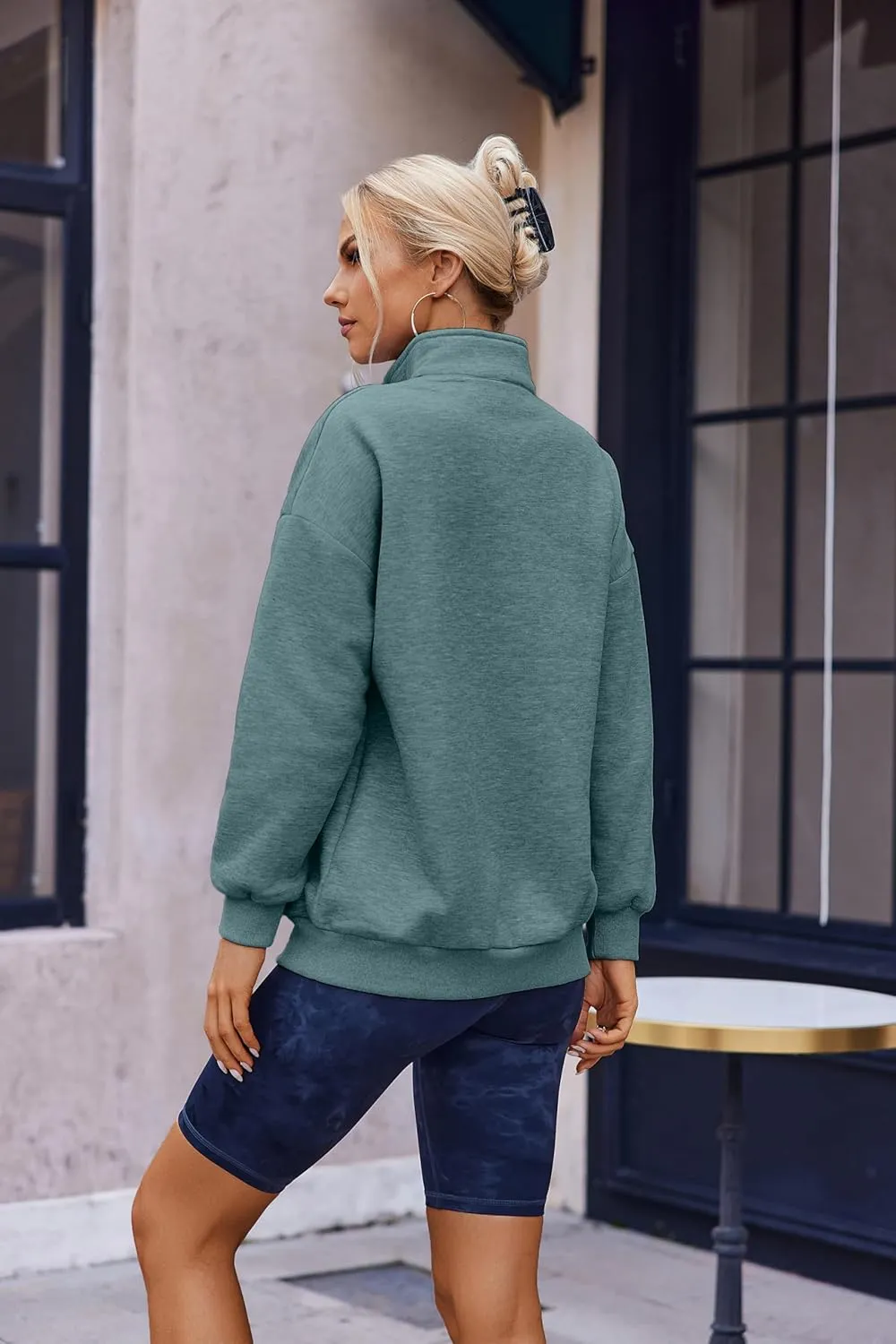 Womens Oversized Sweatshirts Half Zip Pullover 2024 Fall Trendy Fashion Outfits Drop Shoulder Tunic Pullover Tops