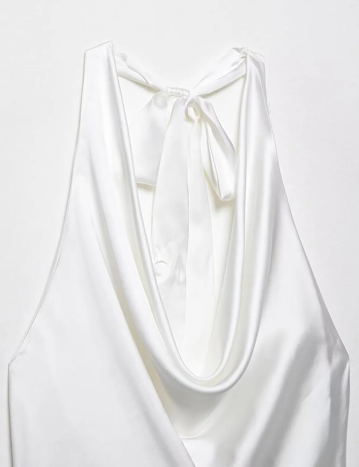 Womens Silk Backless Tank Top Elegant Satin Blouse Tie Back Halter Neck Classic Lady Vest