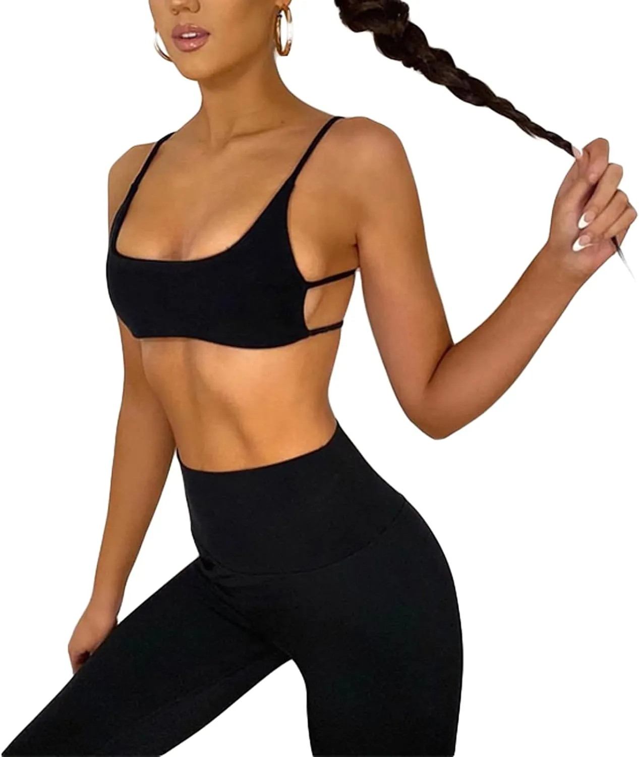Women's Spaghetti Strap Crop Cami Top Backless Ribbed Knit Camisole Mini Tank Tops Streetwear