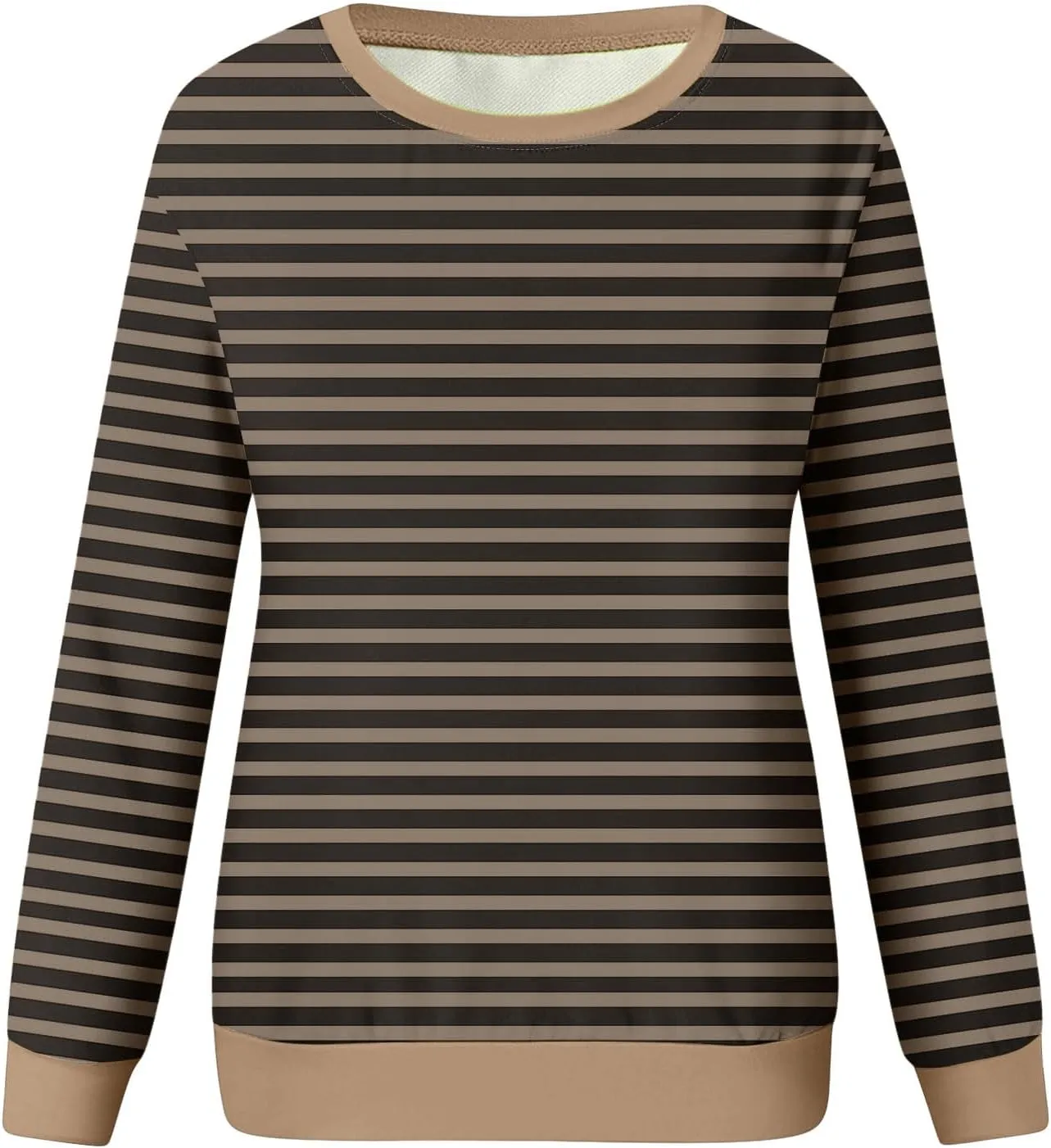 Womens Striped Sweatshirt Trendy Fleece Long Sleeve Crewneck Pullover Tops Regular Fit Fall Fashion Outfits 2024