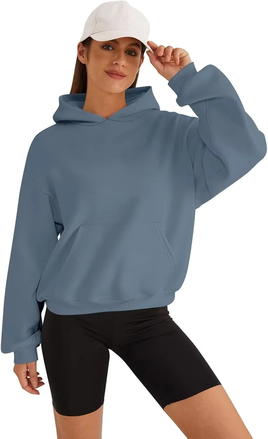 Womens Sweatshirts Cropped Hoodies Fleece Long Sleeve Sweaters Pullover Tops Fall Winter Clothes With Pockets