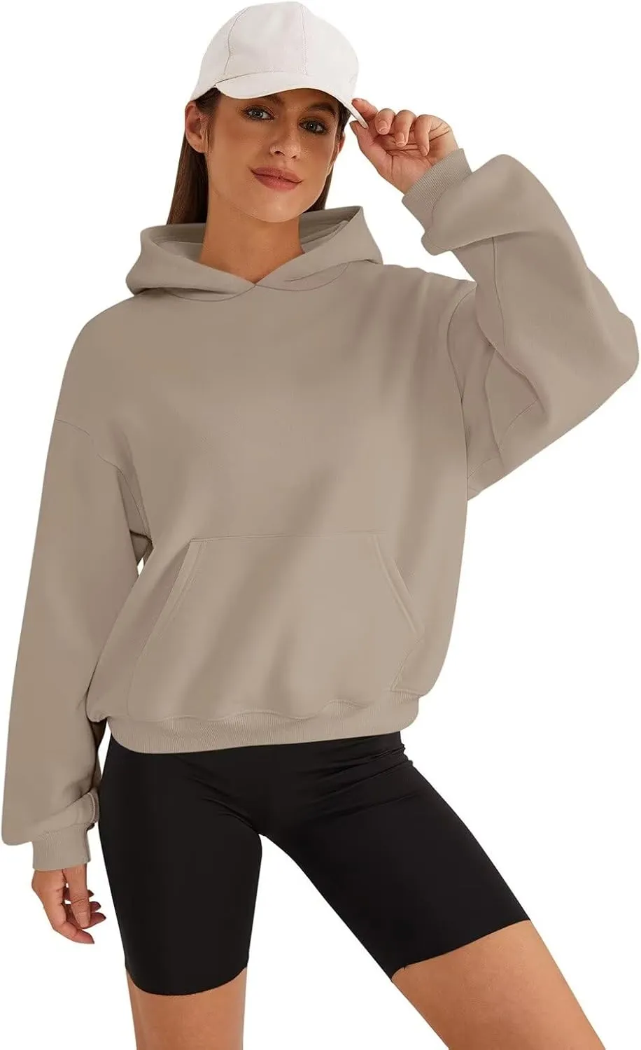 Womens Sweatshirts Cropped Hoodies Fleece Long Sleeve Sweaters Pullover Tops Fall Winter Clothes With Pockets
