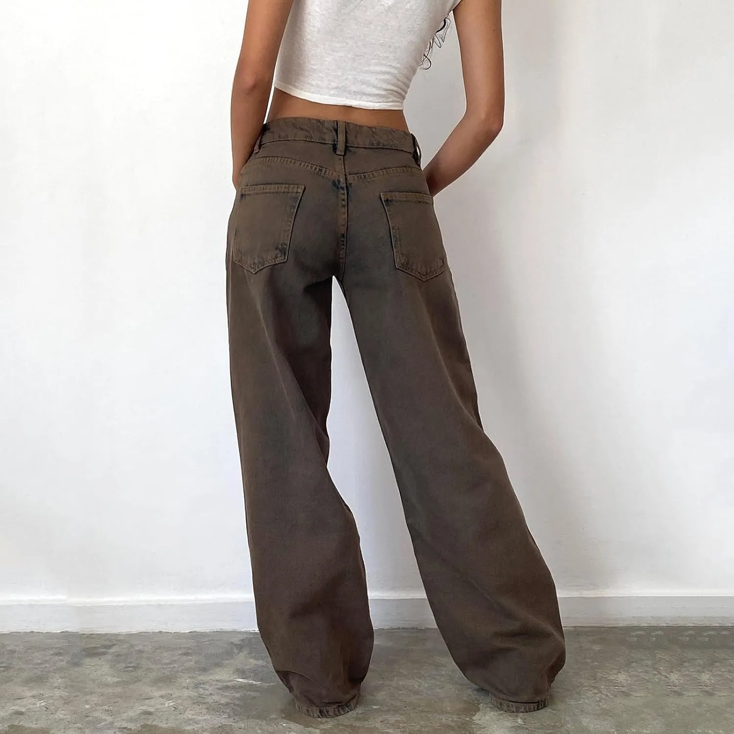 Women's Wide Leg Boyfriend Jeans Straight Leg Denim Pants Low Rise Baggy Casual Loose Jeans
