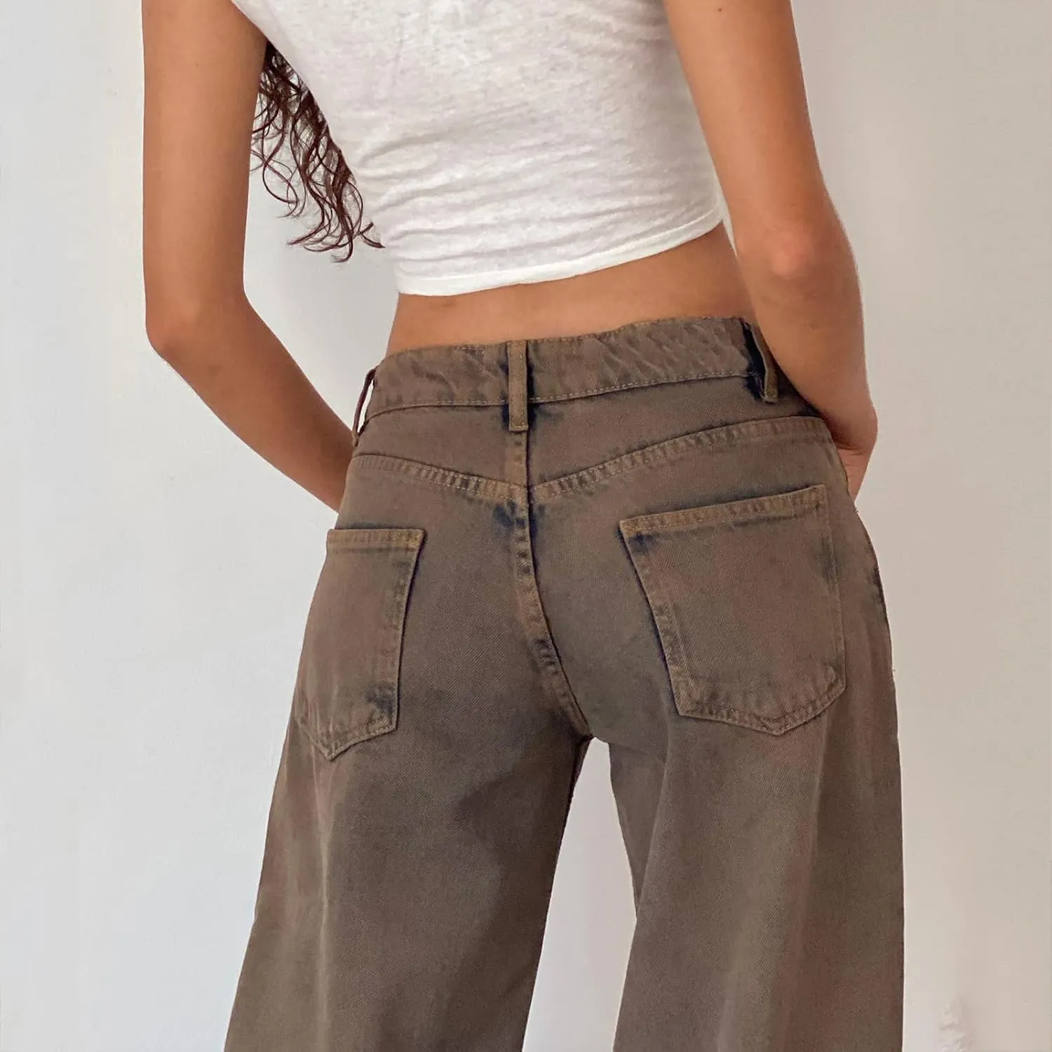 Women's Wide Leg Boyfriend Jeans Straight Leg Denim Pants Low Rise Baggy Casual Loose Jeans