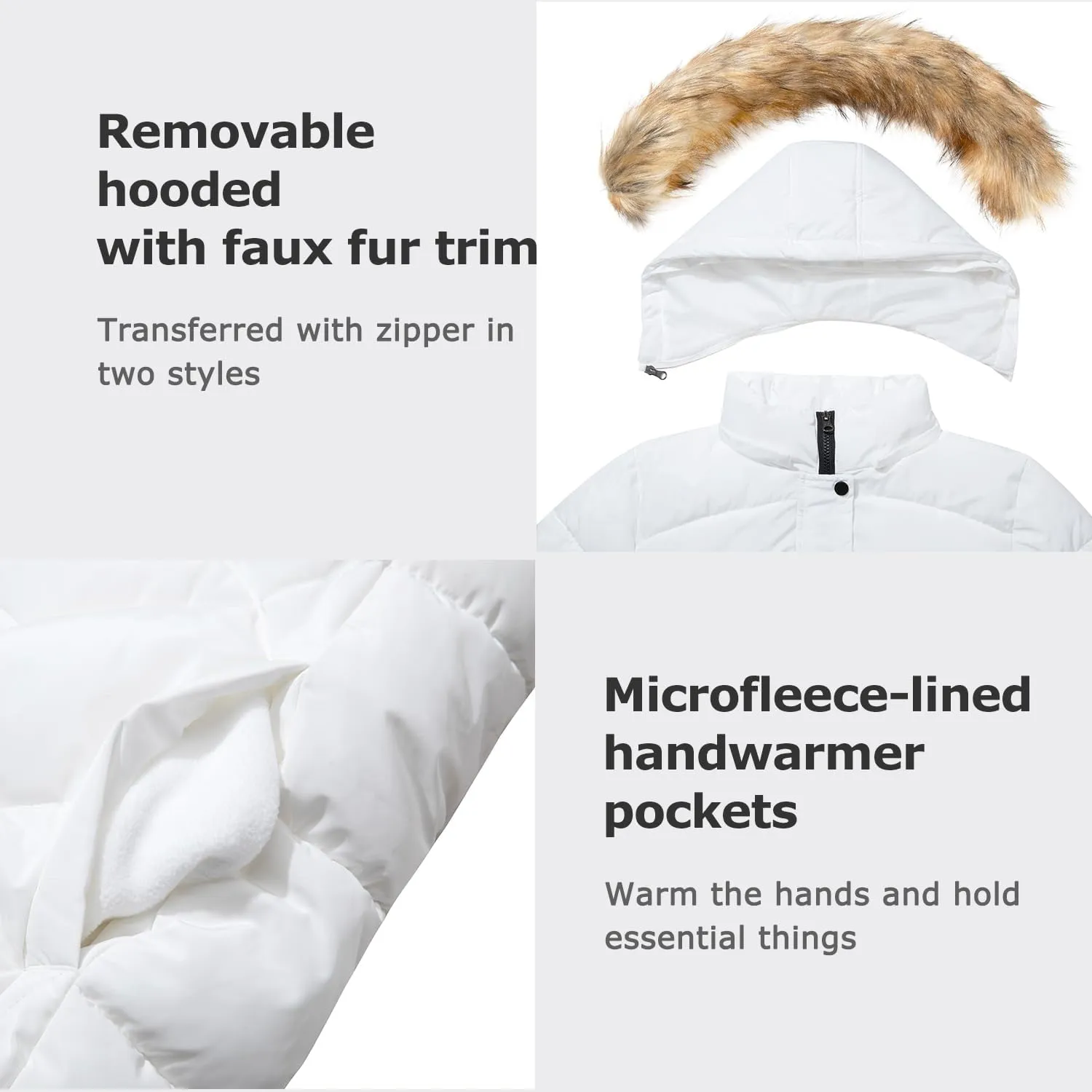 Women's Winter Thicken Coat Warm Long Puffer Jacket with Faux Fur Removable Hood Waterproof Insulated Jacket