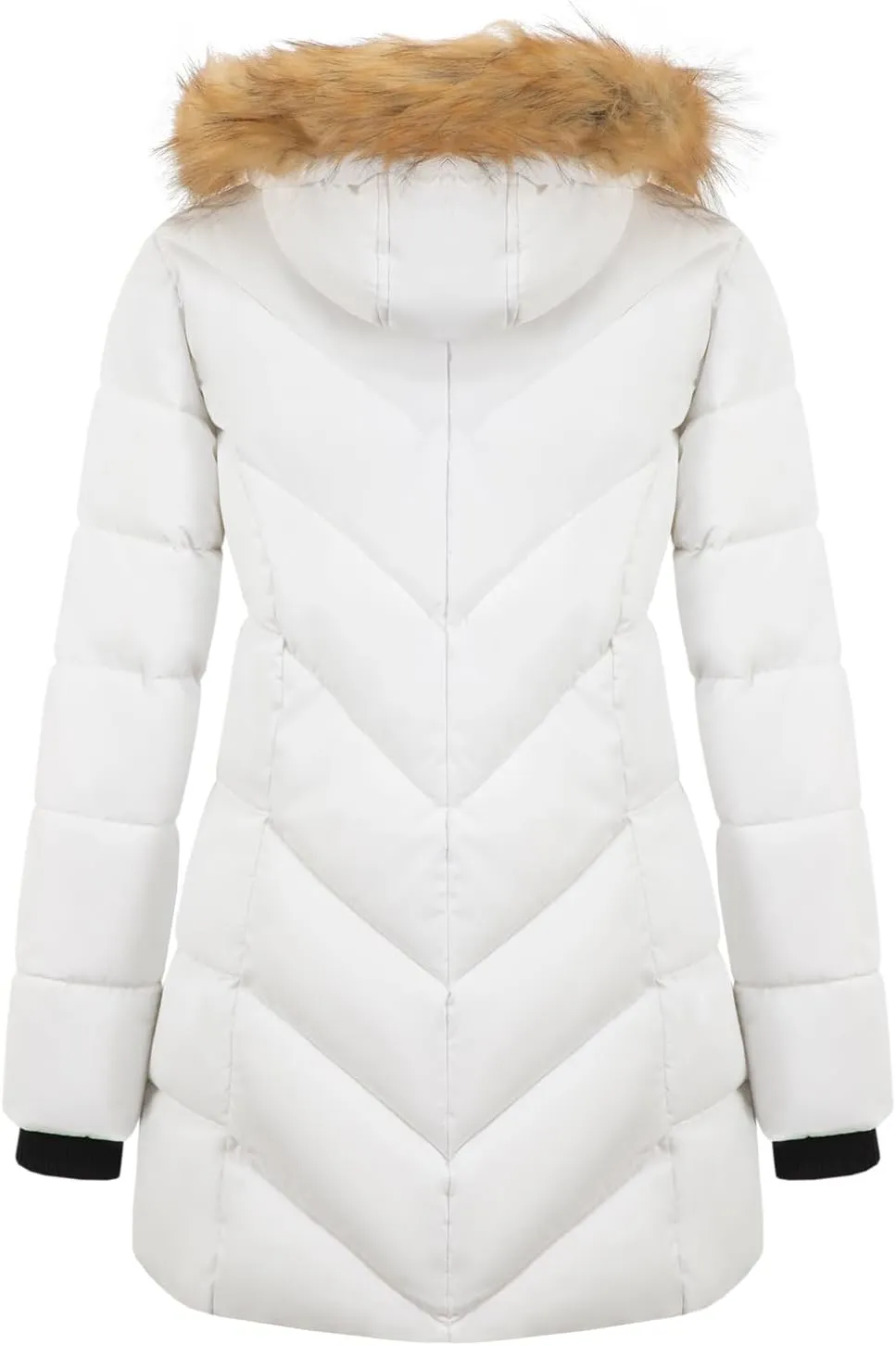 Women's Winter Thicken Coat Warm Long Puffer Jacket with Faux Fur Removable Hood Waterproof Insulated Jacket
