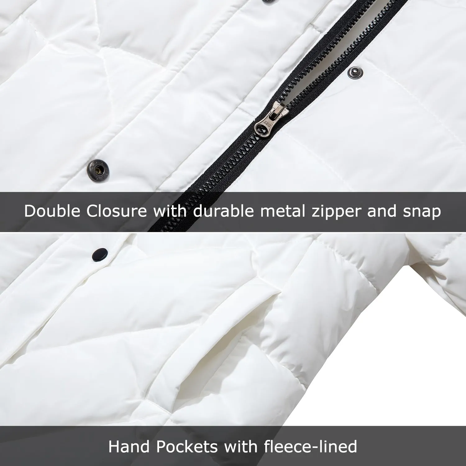 Women's Winter Thicken Coat Warm Long Puffer Jacket with Faux Fur Removable Hood Waterproof Insulated Jacket