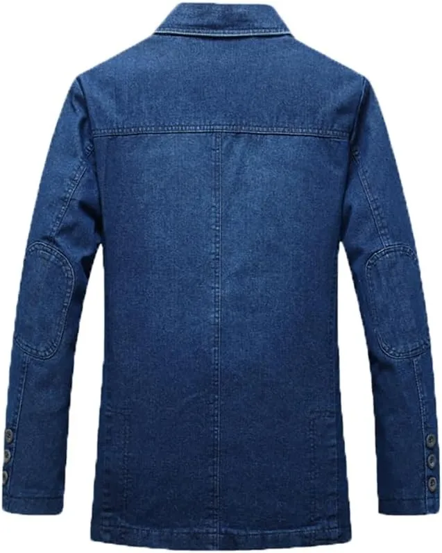 XYGJZ Men's Vintage Denim Blazers Three Buttons Single Breasted Sports Coat