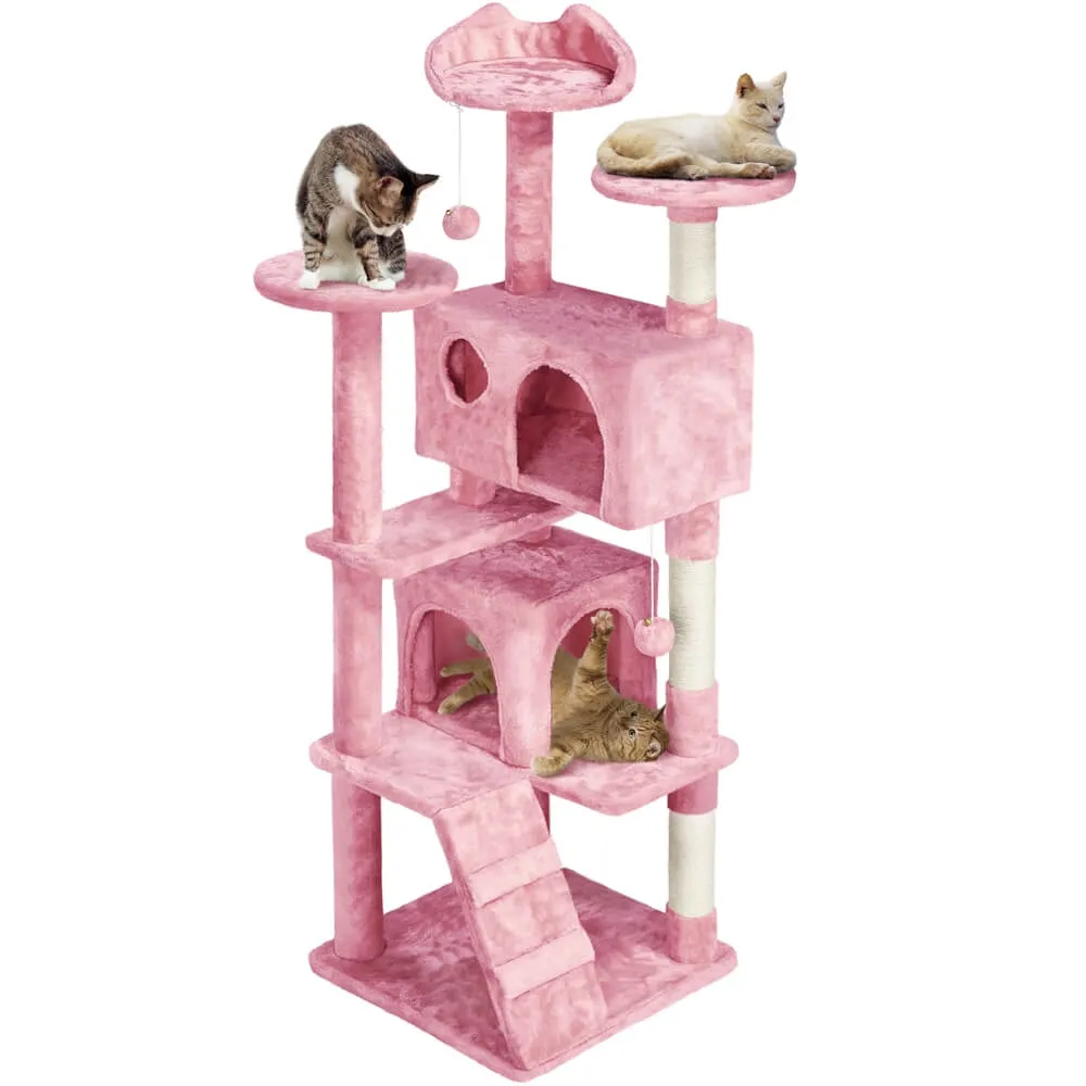 Yaheetech 62.5″ H Cat Tree w/ 2 Condos