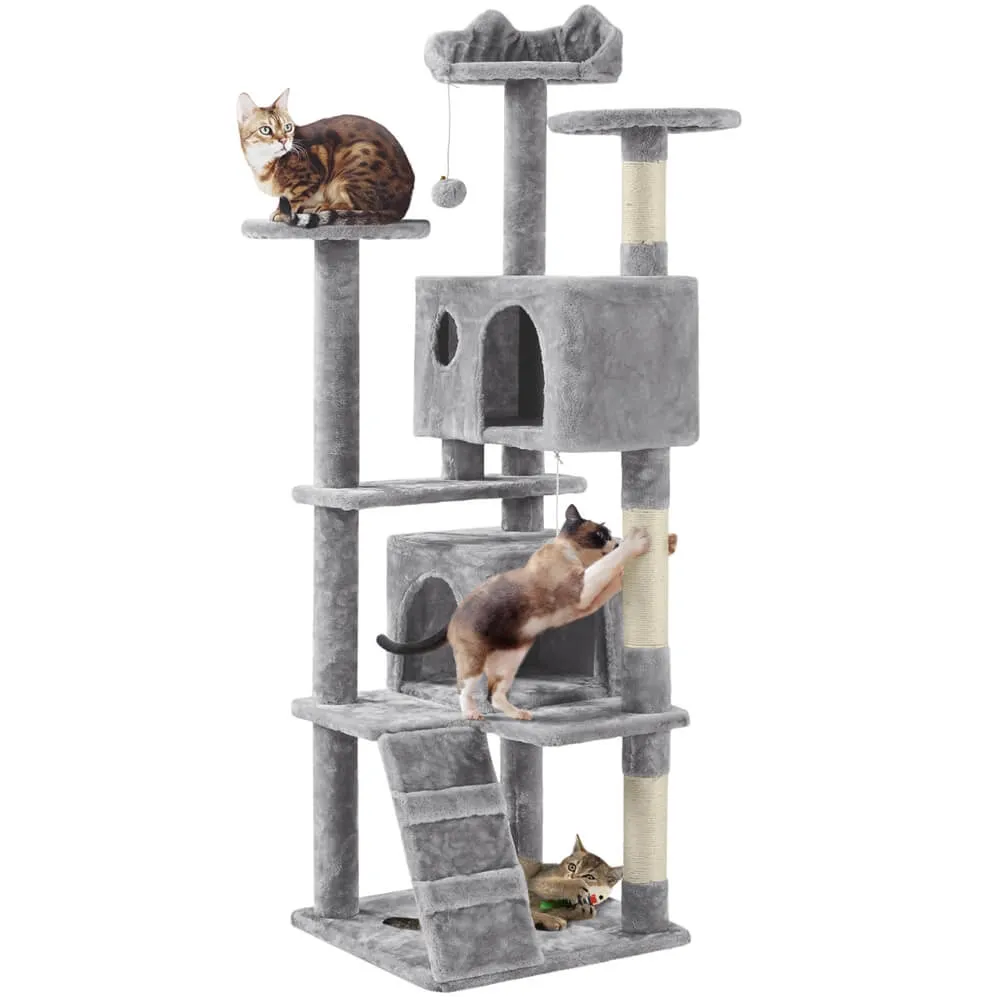 Yaheetech 62.5″ H Cat Tree w/ 2 Condos
