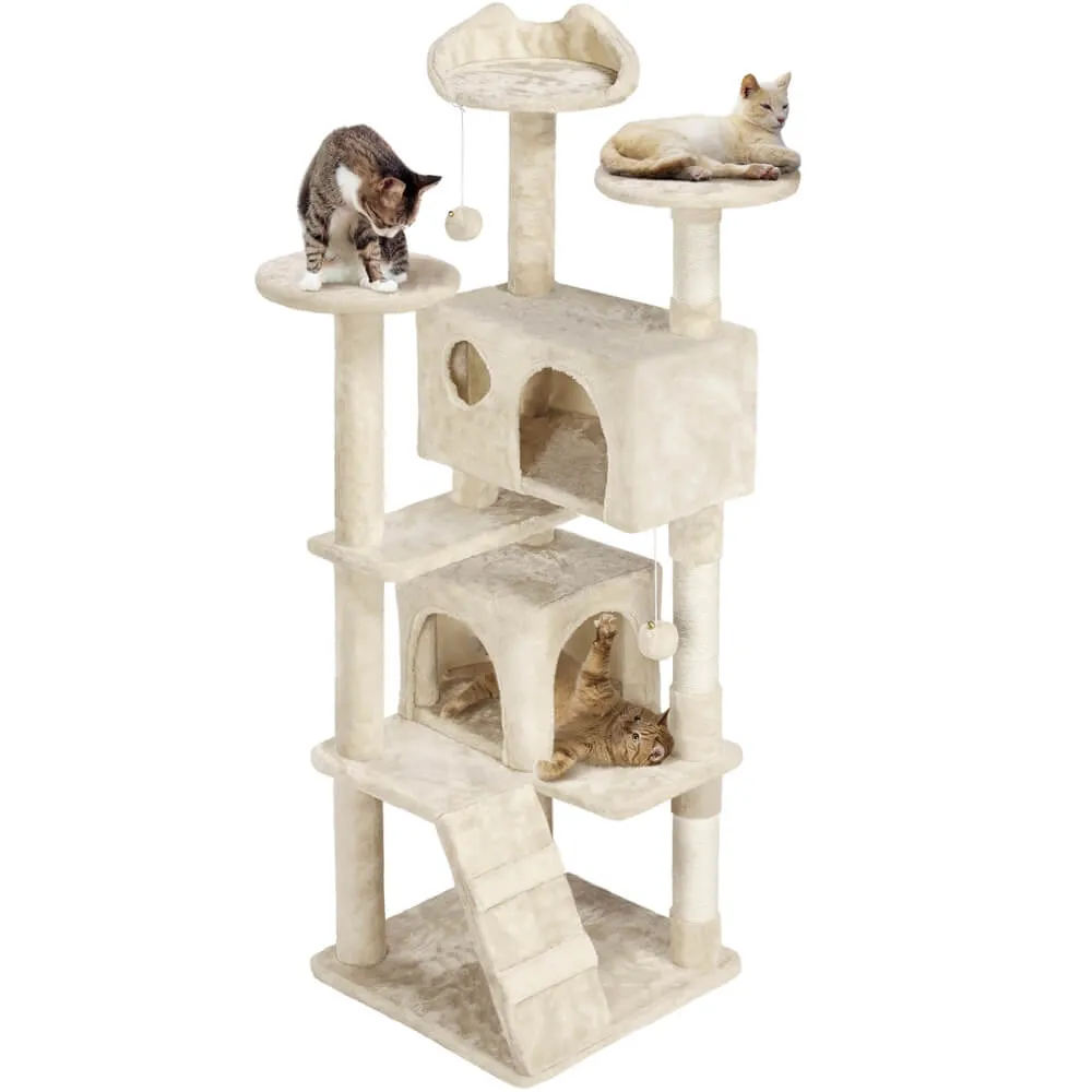 Yaheetech 62.5″ H Cat Tree w/ 2 Condos