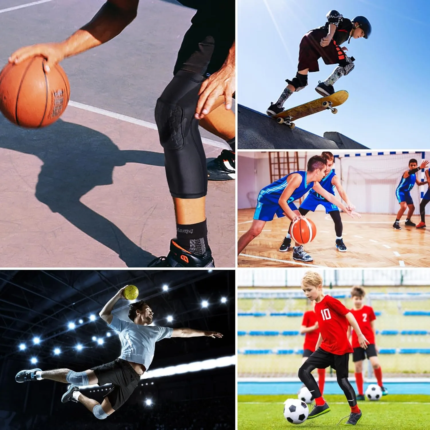 Youth Kids Pants with Knee Pads Basketball Compression 3/4 Capri Padded Leggings Sport Tights Boys Girls